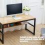 TOPSKY 55'' Computer Desk with Bookshelf/Metal Hole Cable Cover 1.18'' Thick Desk (Natural)