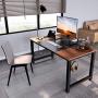CubiCubi Computer Desk 63'' with Splice Board Study Writing Table for Home Office, Modern Simple Style PC Desk, Black Metal Frame, Espresso
