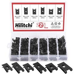 Hilitchi 225Pcs U Nut Assortment Black Phosphate Finish Rust Resistant Wide Range Kit Auto Car Metal Clips for Motorcycle Automotive Repair Replacement