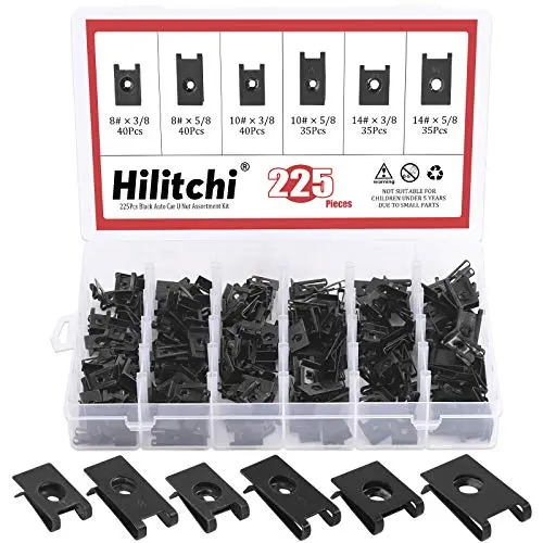 Hilitchi 225Pcs U Nut Assortment Black Phosphate Finish Rust Resistant Wide Range Kit Auto Car Metal Clips for Motorcycle Automotive Repair Replacement Hilitchi 225Pcs U Nut Assortment Black Phosphate Finish Rust Resistant Wide Range Kit Auto Car Metal Clips for Motorcycle Automotive Repair Replacement