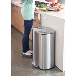 iTouchless SoftStep 13.2 Gallon Stainless Steel Step Trash Can with Odor Control System, 50 Liter Pedal Garbage Bin for Kitchen, Office, Home - Silent and Gentle Open and Close