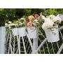 Dahey 8 Pcs Hanging Flower Pots Metal Iron Bucket Planter for Railing Fence Balcony Garden Home Decoration Flower Holders with Detachable Hooks, White, 4 Inches