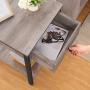HOOBRO Nightstand, 2-Tier End Table, Industrial Side Table with Drawer and Storage Shelf, Wood Accent Table with Metal Frame, Easy Assembly, Greige and Black BG40BZ01