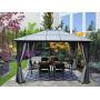 Kozyard 10ftx12ft Polycarbonate Top Aluminum Permanent Gazebo with a Mosquito Net and Privacy Curtain (Edward 10ftx12ft)