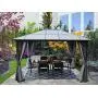 Kozyard 10ftx12ft Polycarbonate Top Aluminum Permanent Gazebo with a Mosquito Net and Privacy Curtain (Edward 10ftx12ft) Kozyard 10ftx12ft Polycarbonate Top Aluminum Permanent Gazebo with a Mosquito Net and Privacy Curtain (Edward 10ftx12ft)