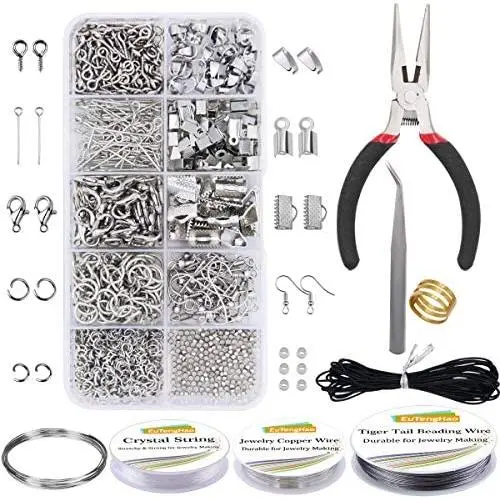 EuTengHao Jewelry Making Supplies Kit Jewelry Repair Tool Set with Jewelry Pliers Beading Wires Open Jump Ring Lobster Clasps Necklace Cord Ribbon Ends Jewelry Findings Making for Jewelry DIY Supplies EuTengHao Jewelry Making Supplies Kit Jewelry Repair Tool Set with Jewelry Pliers Beading Wires Open Jump Ring Lobster Clasps Necklace Cord Ribbon Ends Jewelry Findings Making for Jewelry DIY Supplies