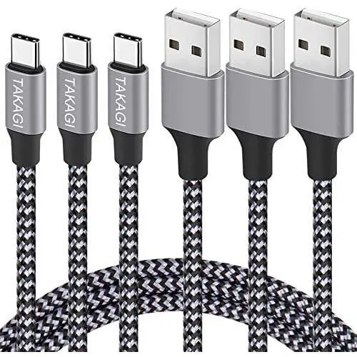 USB Type C Cable 3A Fast Charging, TAKAGI (3-Pack 6feet) USB-A to USB-C Nylon Braided Data Sync Transfer Cord Compatible with Galaxy S10 S10E S9 S8 S20 Plus, Note 10 9 8 and Other USB C Charger USB Type C Cable 3A Fast Charging, TAKAGI (3-Pack 6feet) USB-A to USB-C Nylon Braided Data Sync Transfer Cord Compatible with Galaxy S10 S10E S9 S8 S20 Plus, Note 10 9 8 and Other USB C Charger