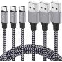 USB Type C Cable 3A Fast Charging, TAKAGI (3-Pack 6feet) USB-A to USB-C Nylon Braided Data Sync Transfer Cord Compatible with Galaxy S10 S10E S9 S8 S20 Plus, Note 10 9 8 and Other USB C Charger