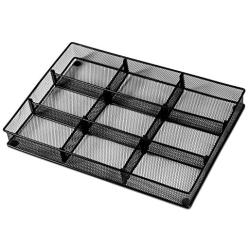 Custom Drawer Organizer Tray – 20 Adjustable Metal Mesh Dividers to Create Custom Storage Sections. Easily Organize Office Desk Supplies and Accessories. Perfect Home or Office Drawer Tray. (Black)