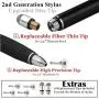 MEKO (2nd Generation) [2 in 1 Precision Series] Disc Stylus Pen for iPhone, iPad Pro/Mini/Air, Samsung Galaxy and All Touch Screen Devices Bundle with 6 Replacement Tips,Pack of 2(Black/Rose Gold)