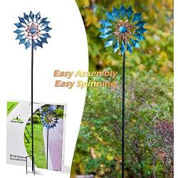 SteadyDoggie Wind Spinner Emerald 61in Single Blade Easy Spinning Kinetic Wind Spinner for Outside – Vertical Metal Sculpture Stake Construction for Outdoor Yard Lawn & Garden