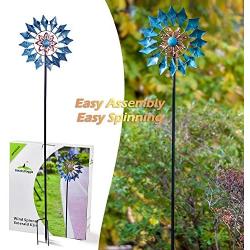 SteadyDoggie Wind Spinner Emerald 61in Single Blade Easy Spinning Kinetic Wind Spinner for Outside – Vertical Metal Sculpture Stake Construction for Outdoor Yard Lawn & Garden