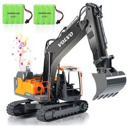 VOLVO RC Excavator Remote Control Excavator 17 Channel 1/16 Scale Digger with 2 Batteries Remote Controlled Construction Car Truck 2.4Ghz Tractor Vehicles Toy with Lights and Sounds for Kids