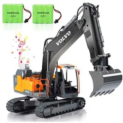 VOLVO RC Excavator Remote Control Excavator 17 Channel 1/16 Scale Digger with 2 Batteries Remote Controlled Construction Car Truck 2.4Ghz Tractor Vehicles Toy with Lights and Sounds for Kids VOLVO RC Excavator Remote Control Excavator 17 Channel 1/16 Scale Digger with 2 Batteries Remote Controlled Construction Car Truck 2.4Ghz Tractor Vehicles Toy with Lights and Sounds for Kids