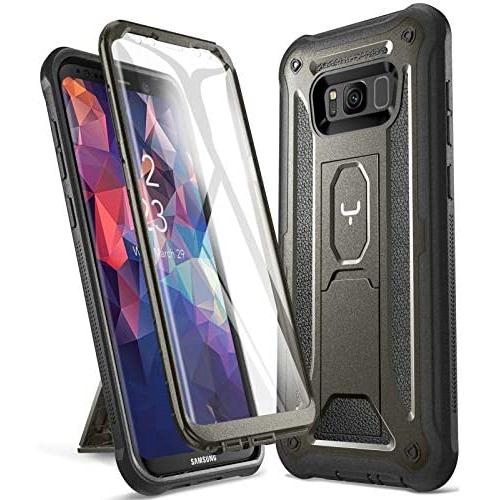 YOUMAKER Kickstand Case for Galaxy S8 Plus, Full Body with Built-in Screen Protector Heavy Duty Protection Shockproof Rugged Cover for Samsung Galaxy S8 Plus 6.2 inch - Gun Metal/Black