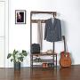 VASAGLE Industrial Coat Rack, 3-in-1 Hall Tree, Entryway Shoe Bench Coat Stand, Storage Shelves Accent Furniture Metal Frame Large Size