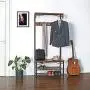 VASAGLE Industrial Coat Rack, 3-in-1 Hall Tree, Entryway Shoe Bench Coat Stand, Storage Shelves Accent Furniture Metal Frame Large Size