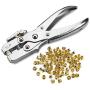 Katzco Eyelet Grommet Pliers Kit - 1 Hole Punch, 100 Gold Grommets - for Leather, Canvas, Cloth, Shoe, Vinyl, Sheet Metal, Carbon Fiber, Belts, Bags, Crafts, and More