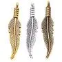 Youdiyla 90 PCS Mini Feather Charms Collection - Antique Silver Bronze Gold Small Bird Plume Plumage Metal Pendants for Dream Catcher Jewelry Making DIY Findings (HM48)