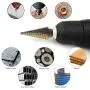 COMOWARE Step Drill Bit Set & Automatic Center Punch- Black and Gold, Double Cutting Blades, High Speed Steel, Short Length Drill Bits Set of 5 pcs, Total 50 Sizes with Aluminum Case COMOWARE Step Drill Bit Set & Automatic Center Punch- Black and Gold, Double Cutting Blades, High Speed Steel, Short Length Drill Bits Set of 5 pcs, Total 50 Sizes with Aluminum Case