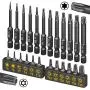 Torx Bit Set, Amartisan 24-Piece Security Torx Bit Set, Tamper Resistant Star Bits Set S2 Steel, 1'' and 2.3'' Long T5 - T40