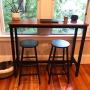 Mr IRONSTONE Bar Table, 47” Rectangular Kitchen Pub Dining Coffee Table High Writing Computer Table, for Narrow Space, Living Room, Dining Room-Sturdy Metal Frame, Easy Assembly, Industrial Brown