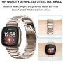 KOREDA Compatible with Fitbit Versa 3/Fitbit Sense Bands Sets for Women Men, Stainless Steel Metal Band + Mesh Loop Replacement Bracelet Wristband for Fitbit Versa 3/Sense Smartwatch (Champaign Gold)