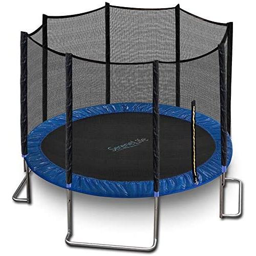 Outdoor Trampoline with Enclosure 12FT - Full Size Backyard Trampoline with Safety Net - Enclosed Trampoline for Kids, Teen, Adult - 12 Feet Indoor Outdoor Trampolines - SereneLife SLTRA12BL