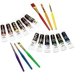 Creative Joy CJAPB01 Acrylic Paint Set & Brushes Vivid Paint Sets Include 6 Brushes-Great for Artists and Hobby Painters from Kids through Adults-Beginner to Expert Acrylic Paint Kits (12 Paints)