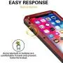 iPhone Xs Max Case, TCM Aluminum Metal Case - Water Resistant Shockproof Heavy Duty Tempered Glass Screen Protector Dual Layer Protective Case for Apple iPhone Xs Max-Red
