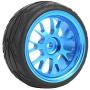 Drfeify RC Truck Wheel Tire, Blue Metal RC Tires Wheel Tyres Upgrade Parts for WL 1/18 A959 A979 A969 RC Crawler Car
