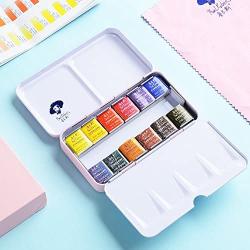 Paul Rubens Artist Watercolor Paint Solid Cakes Lightweight Travel Pocket Set Watercolor Painting with Metal Box Case (12 Colors)