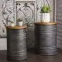 Glitzhome Rustic Storage Ottoman Seat Stool, Farmhouse End Table, Galvanized Metal Accent Side Table Toy Box Bin with Round Wood Lid for Living Room Furniture, Nesting Pieces Two, Grey Glitzhome Rustic Storage Ottoman Seat Stool, Farmhouse End Table, Galvanized Metal Accent Side Table Toy Box Bin with Round Wood Lid for Living Room Furniture, Nesting Pieces Two, Grey