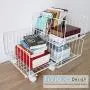 Storage Organizer, Foldable Stackable Storage Bins 3 Tiers Rolling Metal Wire Cart Baskets with 4 Wheels DIY Closet Organizer for Bathroom Bedroom Kitchen Living Room Office