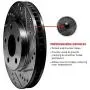 For Nissan Armada, Titan R1 Concepts eLine Front Rear Black Drill Slot Brake Rotors Kit + Ceramic Pads