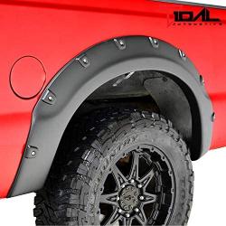 Tidal Fender Flares 4PCS Textured Black Pocket Rivet Style ABS for 08-10 Super Duty F250/F350