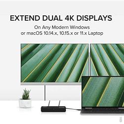 Plugable 4K DisplayPort and HDMI Dual Monitor Adapter with Ethernet for USB 3.0 and USB-C, Compatible with Windows