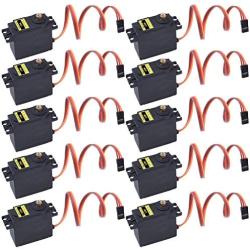 Miuzei 10 Pcs MG996R Servo Motor Metal Gear Torque Digital Motor Kit for RC Airplane Model Car Helicopter Boat Robot AVR Toys Drone Arduino