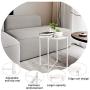 CERBIOR Tray End Table, Round Metal Tray Table Side Sofa Table Anti-Rust and Waterproof Outdoor & Indoor Snack Table Accent Coffee Table, Milky White