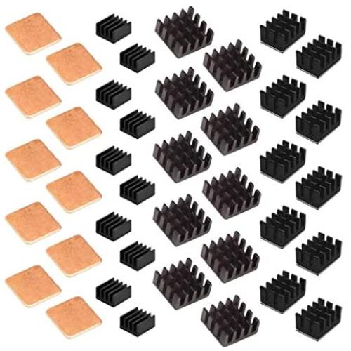 Easycargo 40pcs Raspberry Pi 4 Heatsink Kit Aluminum + Copper + 3M 8810 Thermal Conductive Adhesive Tape for Cooling Cooler Raspberry Pi 4B, Raspberry Pi 3 B+