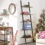 HOOBRO Ladder Shelf, 5-Tier Sloping Bookshelf, Industrial Plant Flower Stand Shelves, Leaning-Against-Wall Storage Rack for Living Room, Kitchen, Office, Metal Frame, Rustic Brown BF70CJ01 HOOBRO Ladder Shelf, 5-Tier Sloping Bookshelf, Industrial Plant Flower Stand Shelves, Leaning-Against-Wall Storage Rack for Living Room, Kitchen, Office, Metal Frame, Rustic Brown BF70CJ01