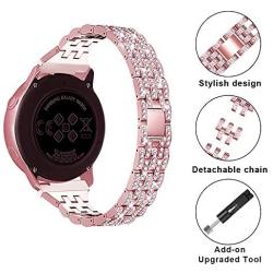 Mosonio Compatible with Galaxy Active 2 Watch Band with Case Women, Jewelry Replacement Metal Wristband Strap with Bling PC Protective Cover for Samsung Active 2 Watch Band(Pink, 40mm)