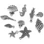 CCINEE Wholesale 100 Pieces Assorted Antique Charms Ocean Themed Sliver Pendants for Jewelry Making and Craft Making