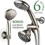 AquaSpa 6-in-1 High-Pressure Shower Head/Hand Held Showerhead Combo with Two OVERHEAD and LOW-REACH Wall Brackets, 3-way Water Diverter & Stainless Steel Hose/BRUSHED NICKEL FINISH/by HotelSpa AquaSpa 6-in-1 High-Pressure Shower Head/Hand Held Showerhead Combo with Two OVERHEAD and LOW-REACH Wall Brackets, 3-way Water Diverter & Stainless Steel Hose/BRUSHED NICKEL FINISH/by HotelSpa