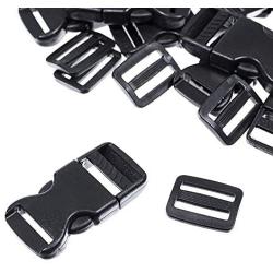 Plastic Side Release Buckle Packs - 1 Inch Hardware - 15 Pieces Flat West Coast Paracord Buckles - 15 Pieces Tri-Glide Slides for 1 Inch Webbing - 10 Pieces Metal D-Rings