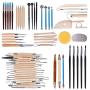 Tonsiki 61 Pieces Ceramic Clay Tools Set, Modeling Pottery Clay Sculpting Tools Kits for Beginners Professional Art Crafts, Wood and Steel, Schools and Home Safe for Kids