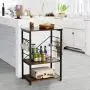 YMYNY Industrial Microwave Oven Stand, 3-Tier Kitchen Bakers Rack with Metal Frame and 6 Hooks, Multifunctional Coffee Bar for Living Room Decoration, Rustic Brown UTMJ022H YMYNY Industrial Microwave Oven Stand, 3-Tier Kitchen Bakers Rack with Metal Frame and 6 Hooks, Multifunctional Coffee Bar for Living Room Decoration, Rustic Brown UTMJ022H