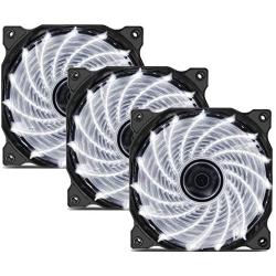 uphere 3-Pack Long Life Computer Case Fan 120mm Cooling Case Fan for Computer Cases Cooling 15LED White,15W3-3