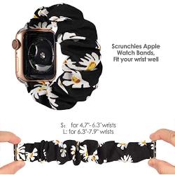 TOYOUTHS Compatible with Apple Watch Band Scrunchies 38mm Cloth Soft Pattern Printed Fabric Wristband Bracelet Women Rose Gold IWatch Cute Elastic Scrunchy Bands 40mm Series SE 6 5 4 3 2 1