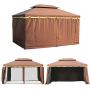Outsunny 10 x 13 Outdoor Patio Gazebo Canopy with 2-Tier Polyester Roof, Vented Mesh Sidewall, & Strong Aluminum Frame